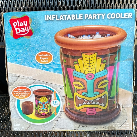 Play Day Inflatable Party Cooler, Tiki Face, new - Picture 2 of 6